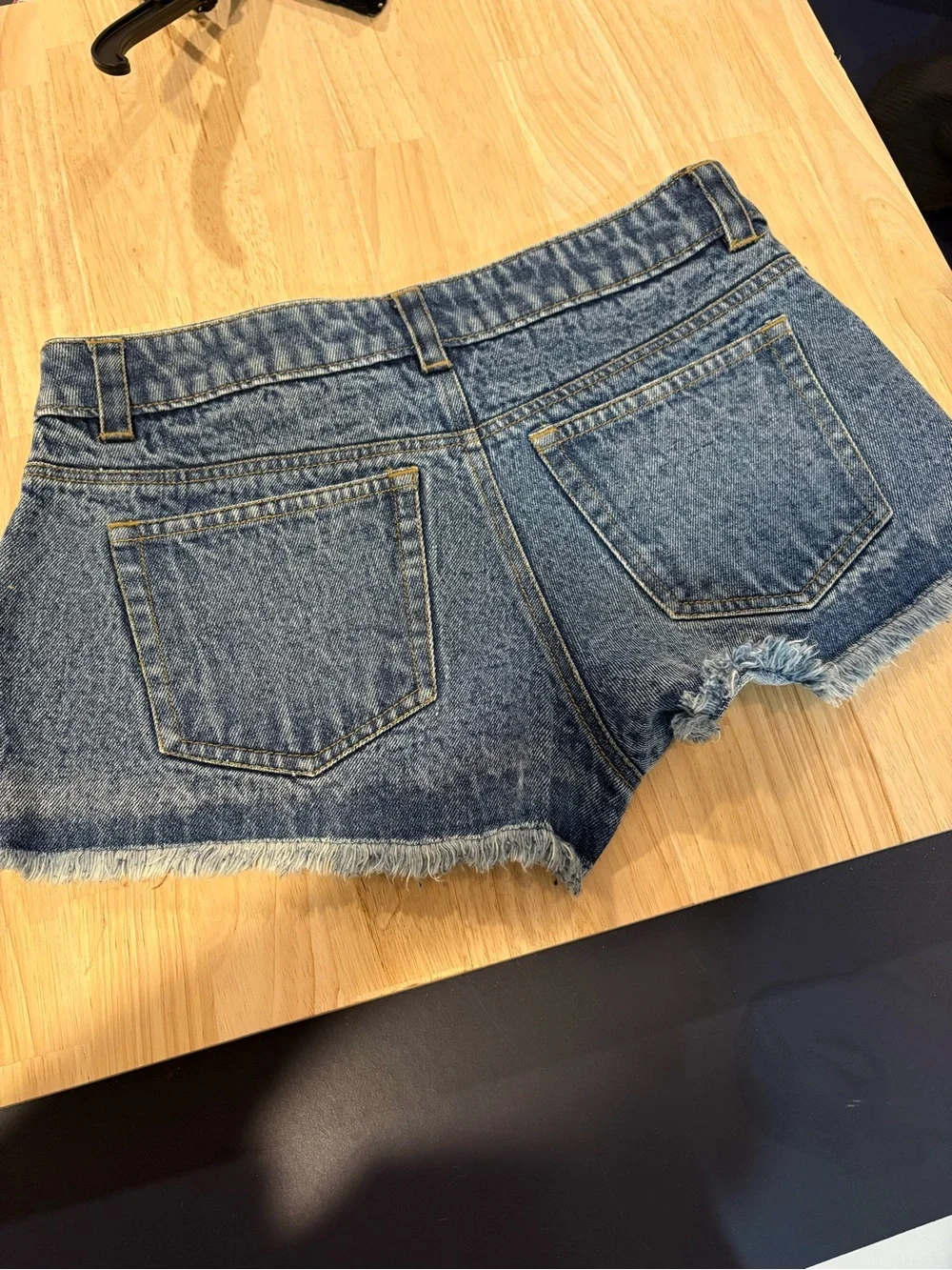 Derek Heart Dark Blue Distressed Denim Shorts